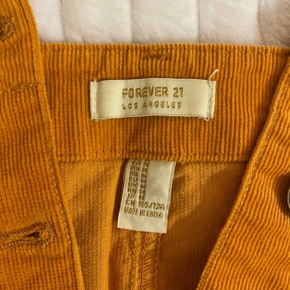 💛 Tan-Yellow Vintage Forever 21 Button Down Corduroy A-Line Skirt - Picture 4 of 4